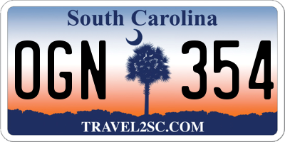 SC license plate OGN354