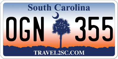 SC license plate OGN355