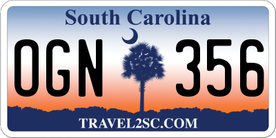 SC license plate OGN356
