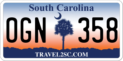 SC license plate OGN358