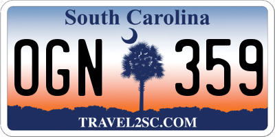 SC license plate OGN359