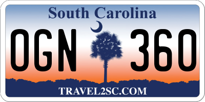 SC license plate OGN360