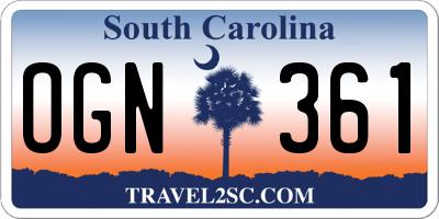 SC license plate OGN361