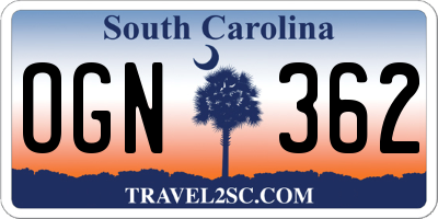 SC license plate OGN362