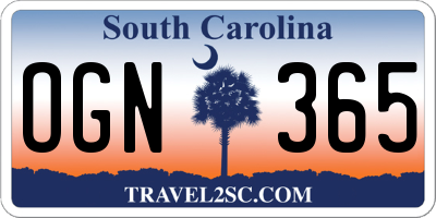 SC license plate OGN365