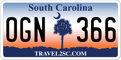 SC license plate OGN366