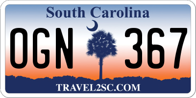 SC license plate OGN367