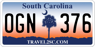 SC license plate OGN376