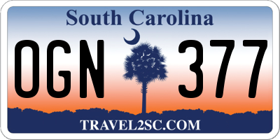 SC license plate OGN377
