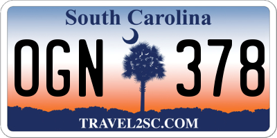SC license plate OGN378