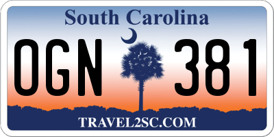 SC license plate OGN381