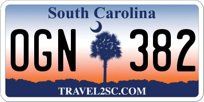SC license plate OGN382