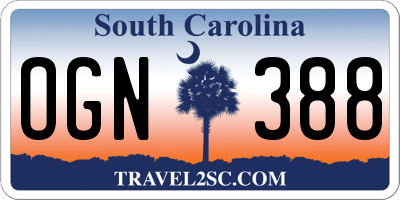 SC license plate OGN388