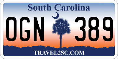 SC license plate OGN389