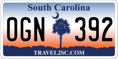 SC license plate OGN392