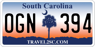 SC license plate OGN394