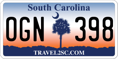 SC license plate OGN398