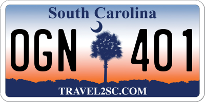 SC license plate OGN401