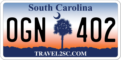 SC license plate OGN402