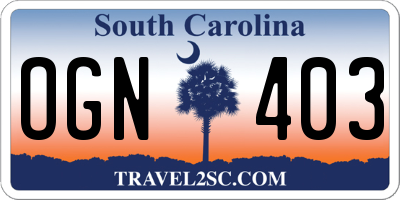 SC license plate OGN403