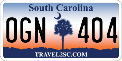 SC license plate OGN404