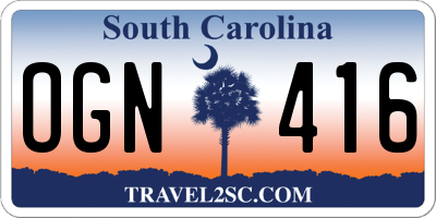 SC license plate OGN416