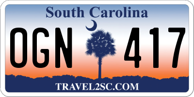 SC license plate OGN417