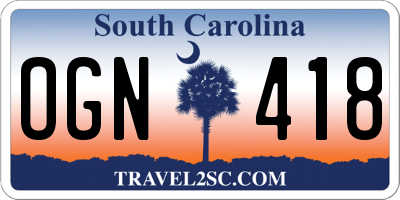 SC license plate OGN418