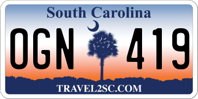 SC license plate OGN419