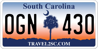 SC license plate OGN430