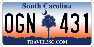 SC license plate OGN431