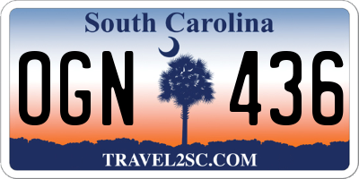 SC license plate OGN436