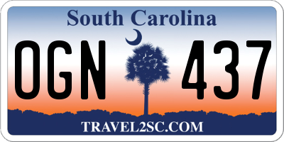 SC license plate OGN437