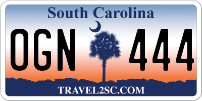 SC license plate OGN444