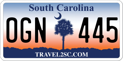 SC license plate OGN445