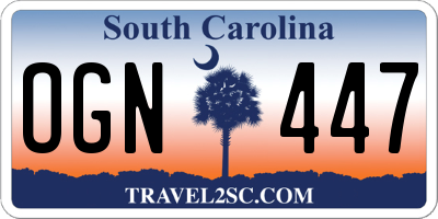 SC license plate OGN447