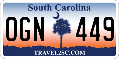 SC license plate OGN449