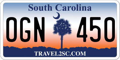 SC license plate OGN450