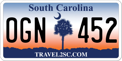 SC license plate OGN452