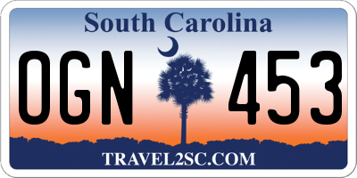 SC license plate OGN453