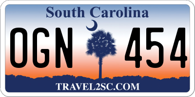 SC license plate OGN454