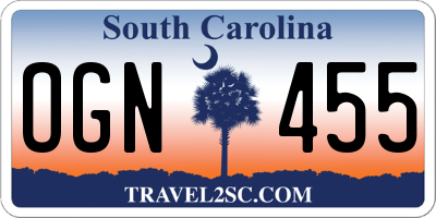 SC license plate OGN455