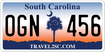 SC license plate OGN456