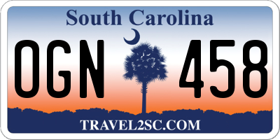 SC license plate OGN458