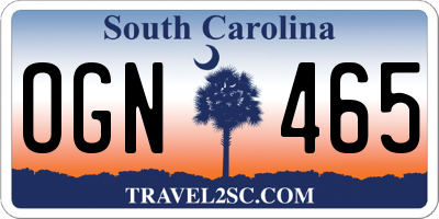 SC license plate OGN465