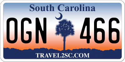 SC license plate OGN466