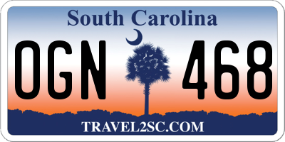 SC license plate OGN468