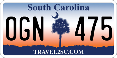 SC license plate OGN475