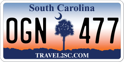 SC license plate OGN477