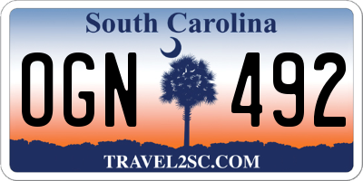 SC license plate OGN492